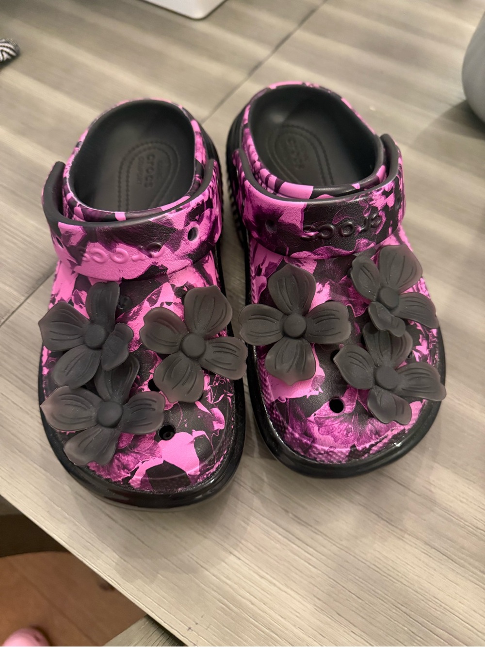 CROCS Women’s Floral-Embellished Clog in Purple and Black
